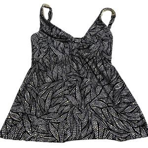 Miraclesuit Swim Top Swimsuit Size 12 Black White Gold Bathing Slimming NWT